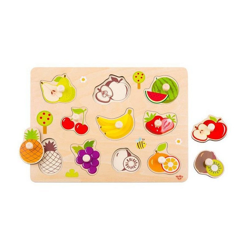 Encaixe com pinos Frutas da Tooky Toy em madeira