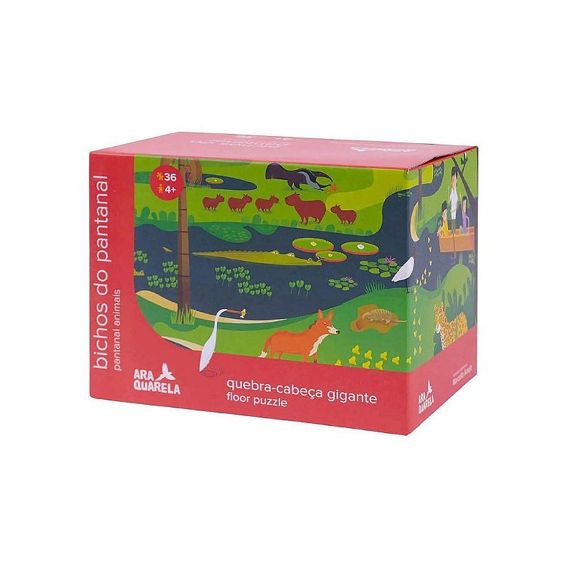 Quebra-cabeça Bichos do Pantanal da Araquarela com 36 peças