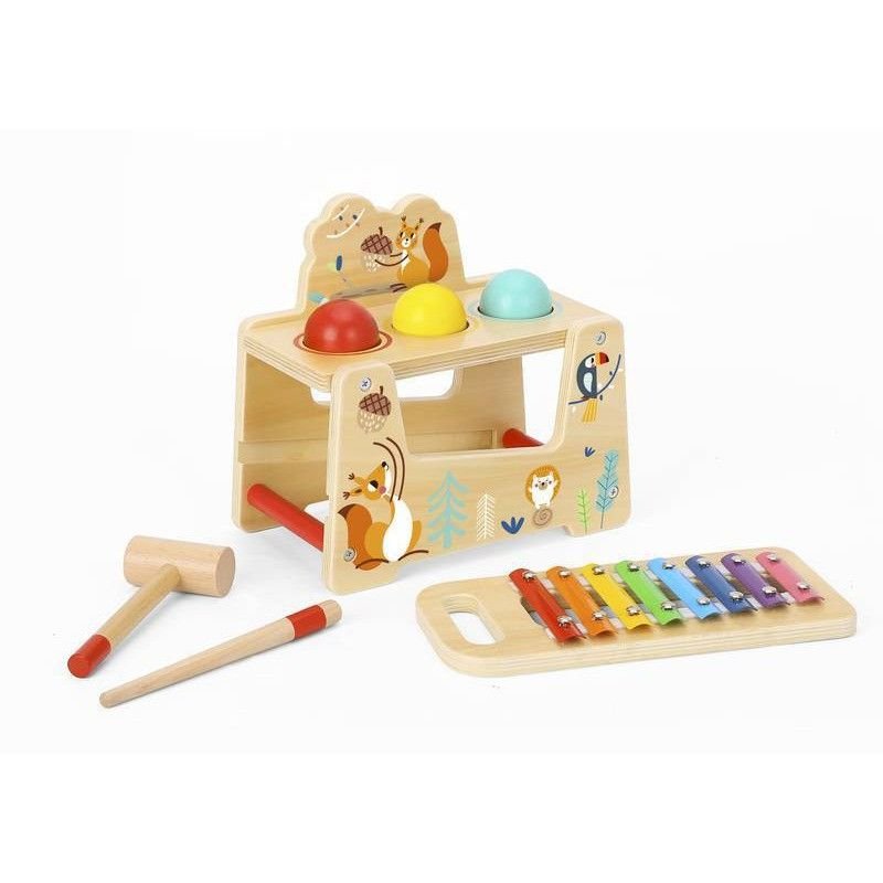Xilofone Divertido Bichos da Tooky Toy com teclas e esferas coloridas