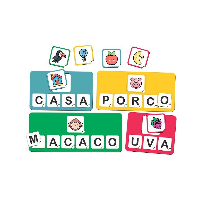 Jogo Juntando Letras da Babebi, para formar palavras com peças de letras